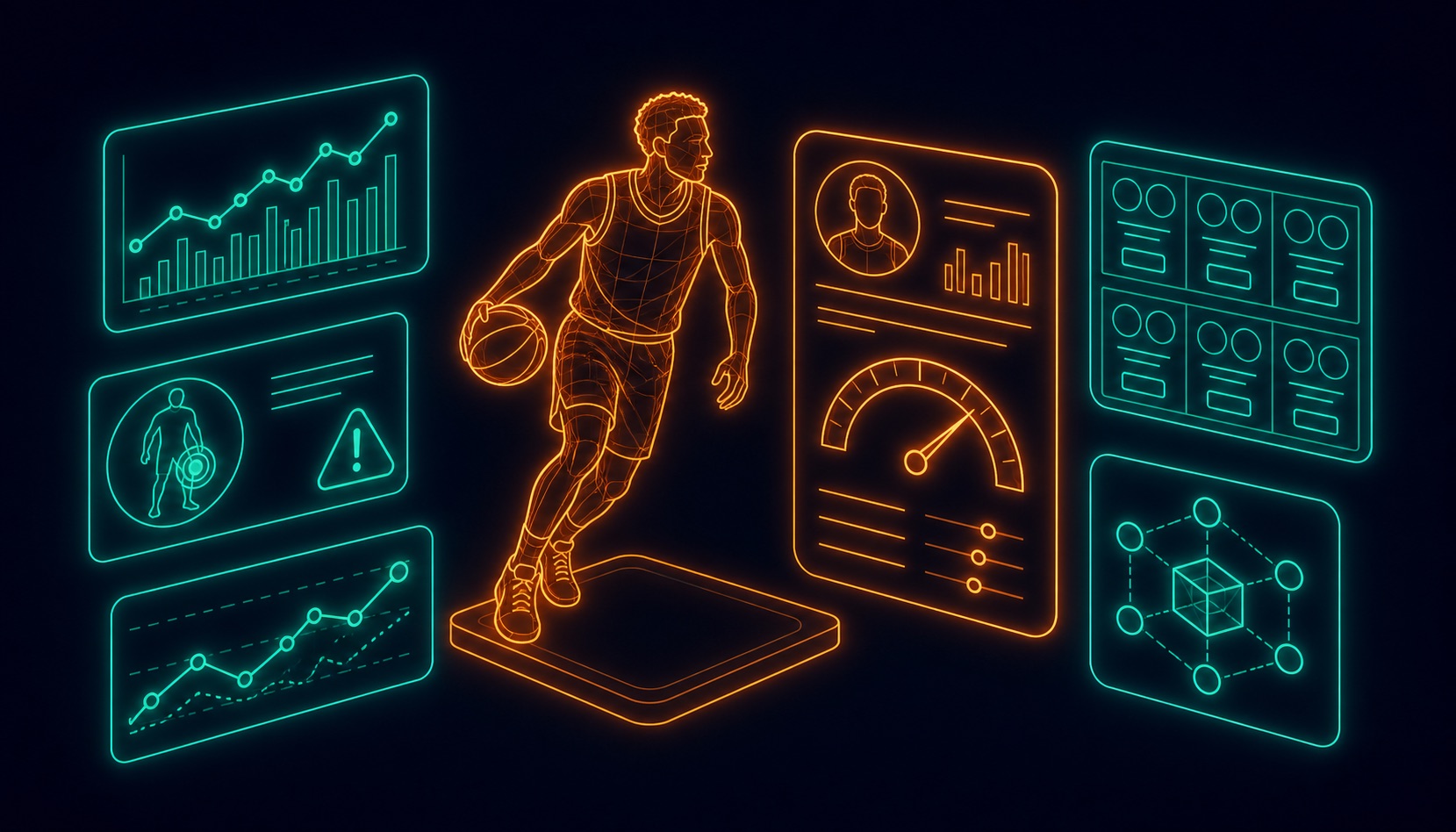 AI player prop research terminal with player usage, injury, odds comparison, and probability panels