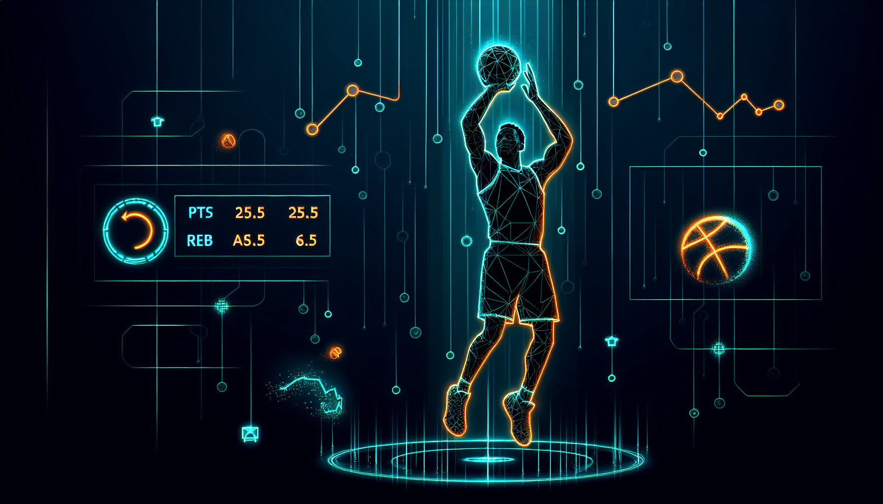 Player Props Research Guide - Neon basketball player with stats